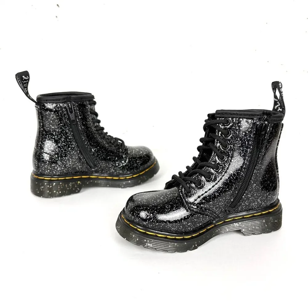Dr. Martens 1460 Toddler Boots Black Cosmic Glitter Leather 4 Eyelet Size 7